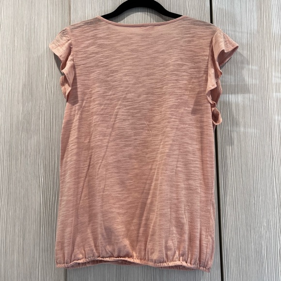 Sundance blush pink flutter-sleeve embroidered V-neck‎ blouse (M) Cottagecore - Picture 2 of 9